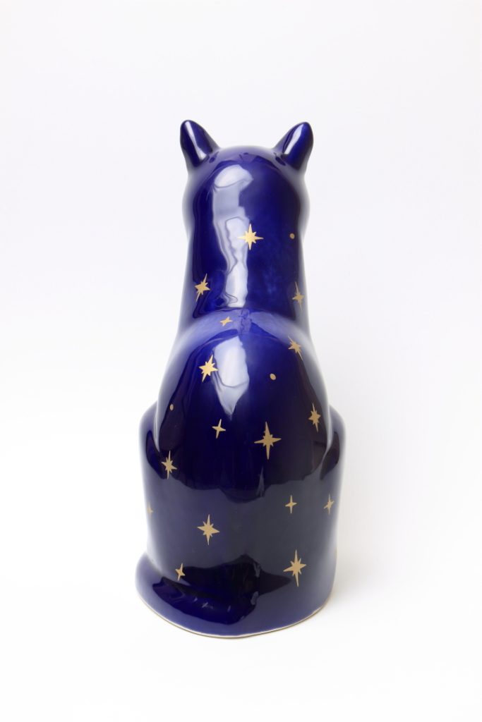 Midnight blue celestial cat urn